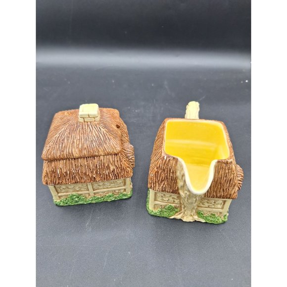 VINTAGE RON GORDON DESIGNS CERAMIC SUGAR BOWL & CREAMER, COTTAGE/ HOUSE-DESIGN - Picture 2 of 10
